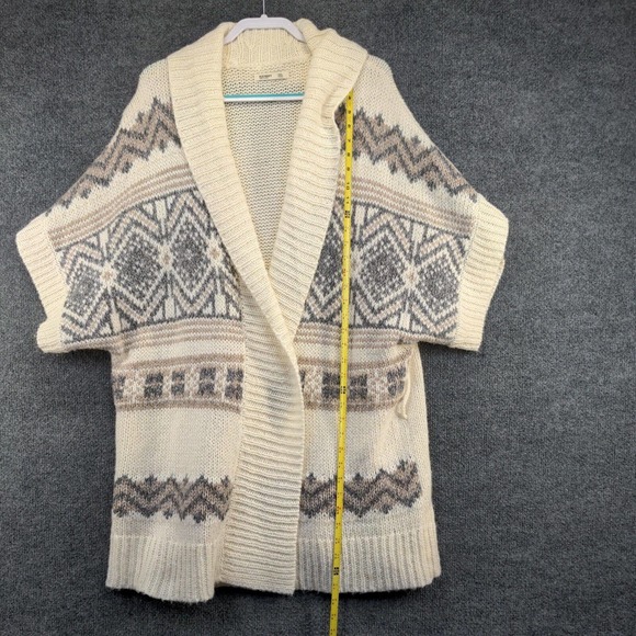 Old Navy Women's Open Front Cardigan Knit Sweater Cream XXL Fair Isle Wool Blend - Picture 12 of 13